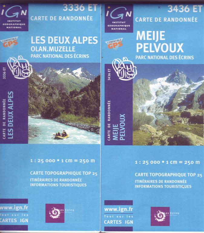 IGN Carte de Randonne 1:25000 MEIJE PELVOUX en LES DEUX ALPES